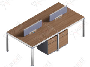 โต๊ะทำงานกลุ่ม4ที่นั่ง ขนาด2.4ม.มีตู้ล้อเลื่อนกลาง by Shalott Series