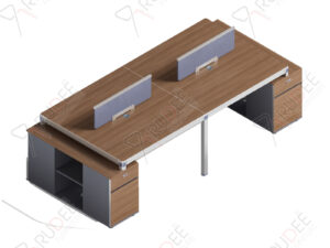 โต๊ะทำงานกลุ่ม4ที่นั่ง ขนาด2.8ม.มีตู้แยกซ้าย-ขวา by Shalott Series