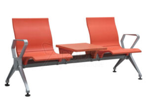 เก้าอี้สาธารณะ เก้าอี้แถว เบาะPU 2ที่นั่ง เพิ่มที่วางของPU สีส้ม