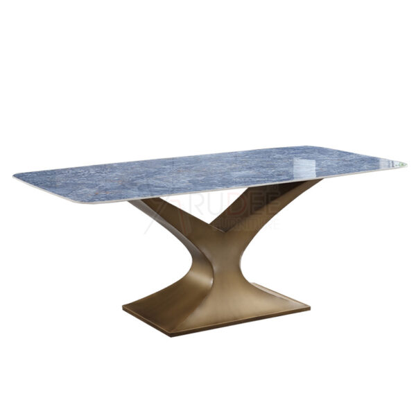 โต๊ะอาหารหินอ่อนสังเคราะห์ โครงขาทรงY สแตนเลส สีทอง Rd-Dinningtable-sq-A203