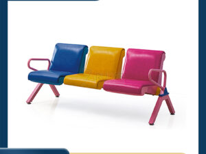 เก้าอี้แถวสาธารณะ3ที่นั่ง สำหรับเด็ก เบาะหนังนุ่มพิเศษ โทนสีสันสดใส