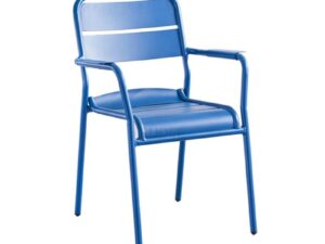 เก้าอี้อลูมิเนียม เก้าอี้สนาม ทนแดด ทนฝน ซ้อนได้ 6สี สีฟ้า