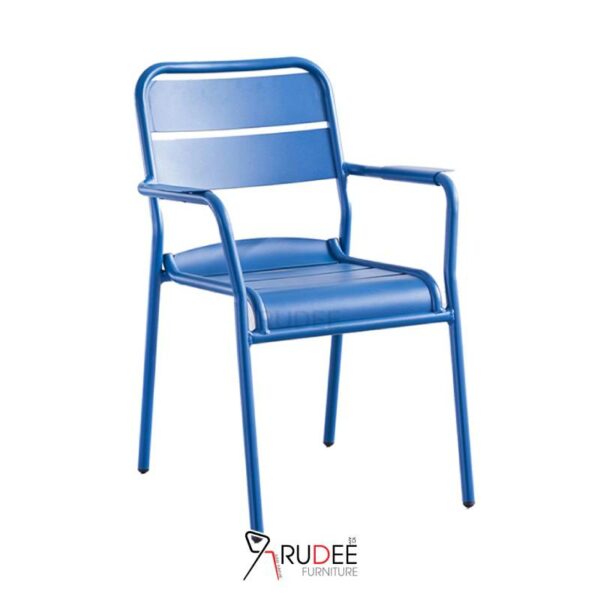 เก้าอี้อลูมิเนียม เก้าอี้สนาม ทนแดด ทนฝน ซ้อนได้ 6สี สีฟ้า