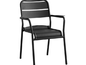 เก้าอี้อลูมิเนียม เก้าอี้สนาม ทนแดด ทนฝน ซ้อนได้ 6สี สีดำ