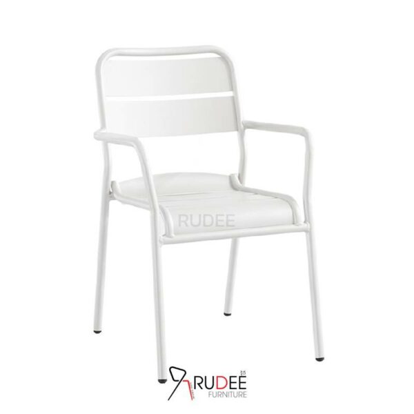 เก้าอี้อลูมิเนียม เก้าอี้สนาม สีขาว ทนแดด ทนฝน ซ้อนได้ 6สี สีขาว
