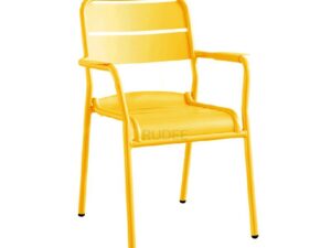 เก้าอี้อลูมิเนียม เก้าอี้สนาม สีขาว ทนแดด ทนฝน ซ้อนได้ 6สี สีเหลือง