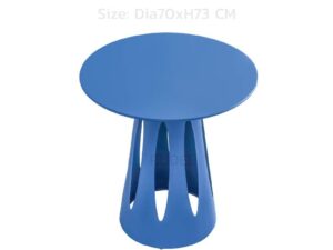 โต๊ะอลูสนามกลม70cm สีฟ้า โต๊ะอลูมิเนียมภายนอกโต๊ะคาเฟ่ ราคาโรงงาน