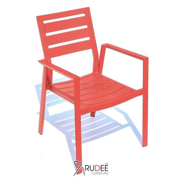 เก้าอี้อลูมิเนียม เก้าอี้สนาม สีแดง ทนแดด ทนฝน