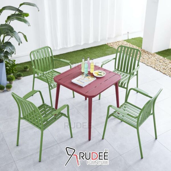 ต๊ะอลูมิเนียม โต๊ะสนาม75cm สีเขียว โต๊ะอลูมิเนียมภายนอกโต๊ะคาเฟ่ ราคาโรงงาน