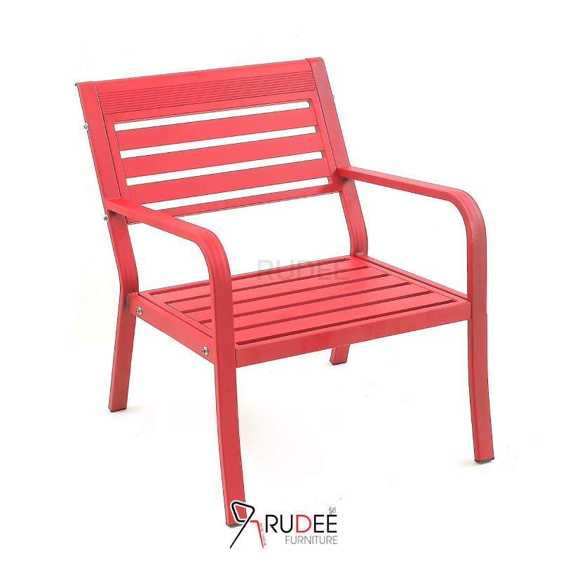 เก้าอี้อลูมิเนียม เก้าอี้สนาม สีแดง ทนแดด ทนฝน