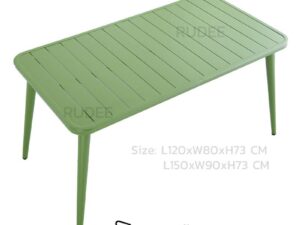 ต๊ะอลูมิเนียม โต๊ะสนาม120cm สีเขียว โต๊ะอลูมิเนียมภายนอกโต๊ะคาเฟ่ ราคาโรงงาน