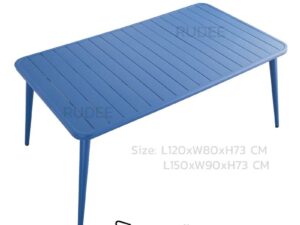 ต๊ะอลูมิเนียม โต๊ะสนาม150cm สีน้ำเงิน โต๊ะอลูมิเนียมภายนอกโต๊ะคาเฟ่ ราคาโรงงาน